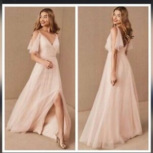NWT Jenny Yoo Aeryn Pastel Blush Pink Tulle Overlay Flowy Formal Bridal Dress